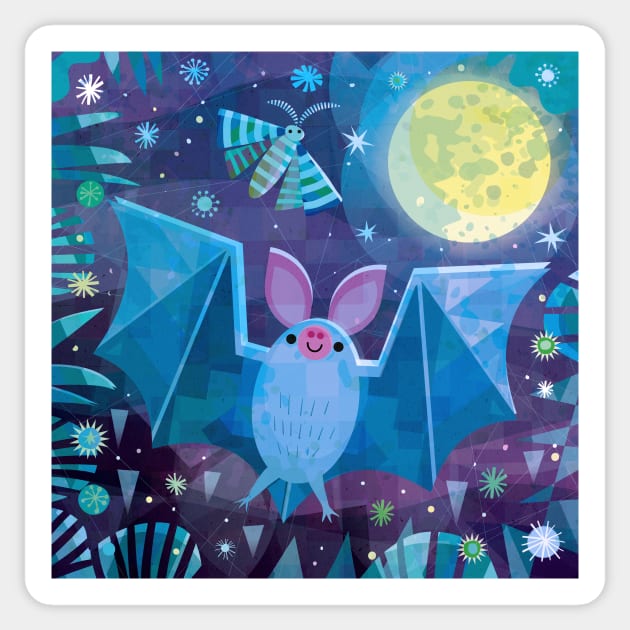 Bat and Moth Sticker by Gareth Lucas